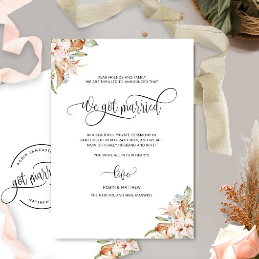 我々得結婚したは自然開花結婚したは 案内状