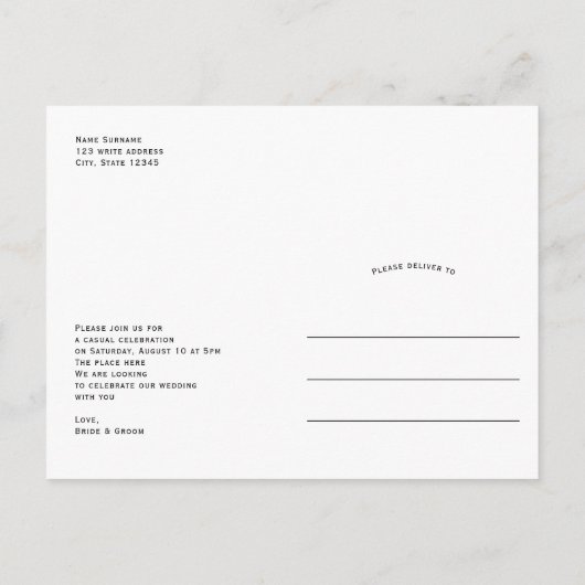 我々得、ア結婚したチモダンョシンプルン写真エロペメント 案内ポストカード (裏面)