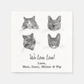 我々愛ラブペットカスタムズスケッチ結婚ズ スタンダードカクテルナプキン (正面)