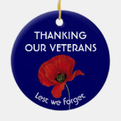 我々感謝していの退役軍人がケシ忘れキだ セラミックオーナメント (裏面)