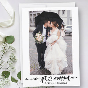 我々書道得ハート写真結婚の 案内状