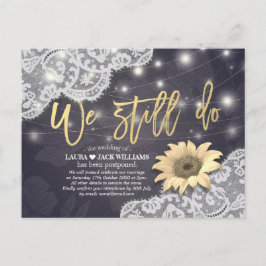 我々結婚はまだレースひまわりの延期 案内ポストカード