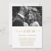 我々結婚はまだ写フェイク真を行っている延期金ゴールド 案内状 (正面)