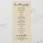 我々結婚式 プログラムカード素朴ベージュテーマ プログラム (裏面)