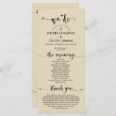 我々結婚式 プログラムカード素朴ベージュテーマ プログラム (正面/裏面)