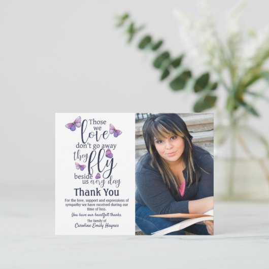 我々蝶を愛する彼らありがとう葬儀悔やみや弔慰 サンキューカード (スタンド正面)