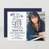 我々蝶を愛する彼らありがとう葬儀悔やみや弔慰 サンキューカード (正面/裏面)