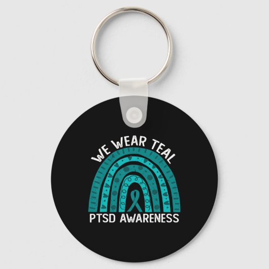 我々衣服ティール（緑がかった色）後外傷性ストレス障害Ptsd A キーホルダー (正面)