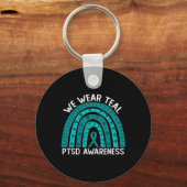 我々衣服ティール（緑がかった色）後外傷性ストレス障害Ptsd A キーホルダー (正面)