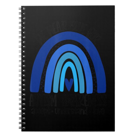 我々衣服ブルー自閉症意識のために、アンダースタを受け入れる ノートブック (正面)