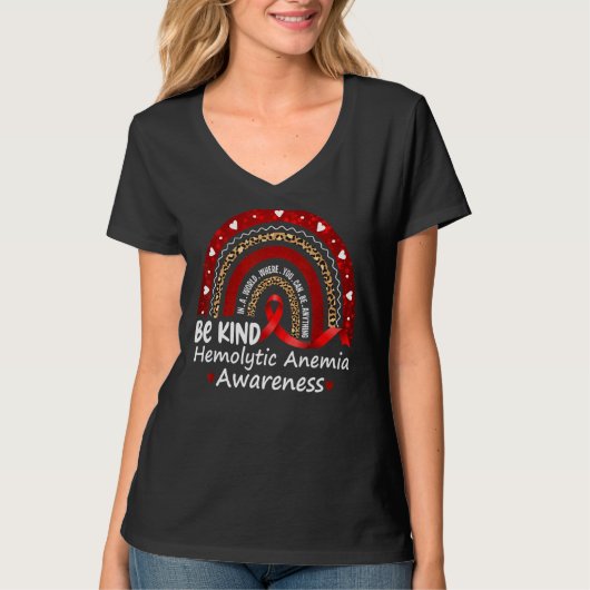 我々衣服レッド溶血性貧血認識度虹 Tシャツ (正面)