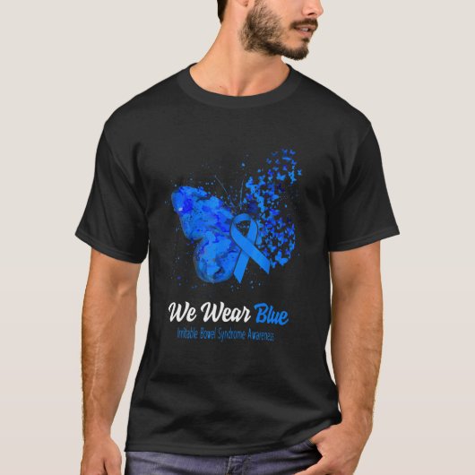 我々衣服青色過敏性腸症候群認識度Bu Tシャツ (正面)