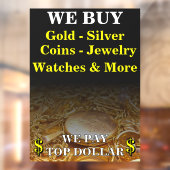 我々買金ゴールド銀コインジュエリーショップドア ウィンドウサイン (シート2)