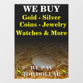 我々買金ゴールド銀コインジュエリーショップドア ウィンドウサイン (シート)