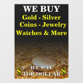 我々買金ゴールド銀コインジュエリーショップ巨大 ウィンドウサイン (シート)