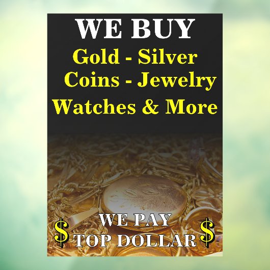 我々買金ゴールド銀コインジュエリーショップ巨大 ウィンドウサイン (シート3)