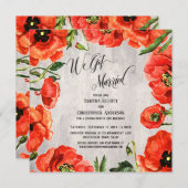 我々赤得いケシ結婚したの木の披露宴のみ 招待状 (正面/裏面)