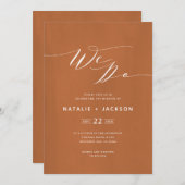 我々錆びスクリプト文字エレガントな結婚式招待状 案内状 (正面/裏面)