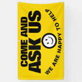 我々頼は黄色の黒いスマイルに幸せ救済である 横断幕 (縦)