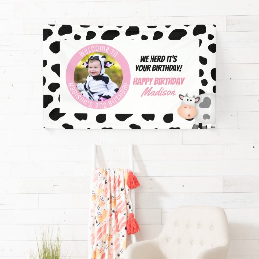 我々Herdそれはあなたの誕生日の聖い牛の誕生日写真 横断幕 (インサイチュ)
