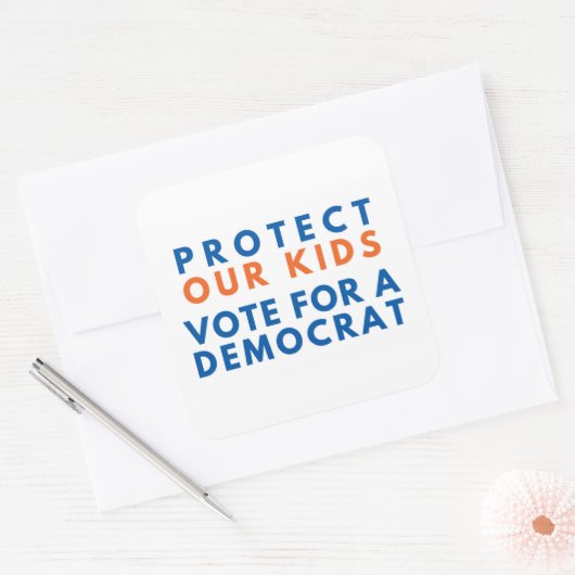 我が保護国の子供たちが民主党員に投票 スクエアシール (封筒)