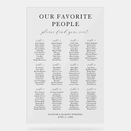 我が国お気に入りの人のアクリル結婚系座席表 アクリルサイン (正面)