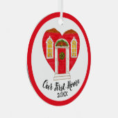 我が国の最初の家パーソナライズされた年 メタルオーナメント (正面右)