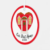 我が国の最初の家パーソナライズされた年 メタルオーナメント (正面左)