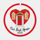 我が国の最初の家パーソナライズされた年 メタルオーナメント (正面)