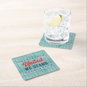 我が国統一されたは愛国心がある スクエアペーパーコースター (インサイチュ)