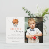 我が子のチャンピオン バスケットボール フォト 誕生日 サンキューカード (スタンド正面)
