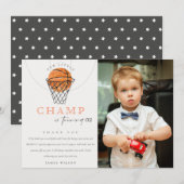 我が子のチャンピオン バスケットボール フォト 誕生日 サンキューカード (正面/裏面)