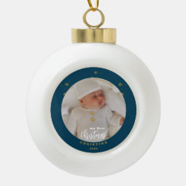 我が子の初めてのクリスマスの写真 セラミックボールオーナメント