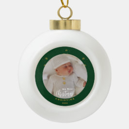 我が子の初めてのクリスマスの写真 セラミックボールオーナメント