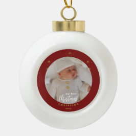 我が子の初めてのクリスマスの写真 セラミックボールオーナメント