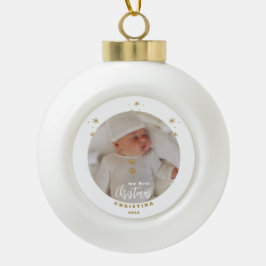 我が子の初めてのクリスマスの写真 セラミックボールオーナメント