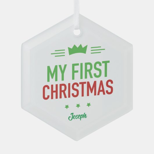 我が子の初めてのクリスマスオーナメント ガラスオーナメント (正面)