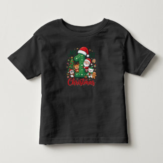 我が子の初めてのクリスマス かわいいサンタと友達 ベビーTシャツ トドラーTシャツ