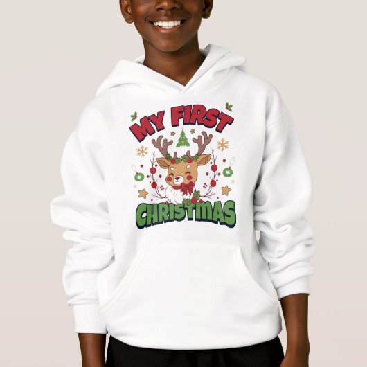 我が子の初めてのクリスマス かわいいトナカイ ベビー 初Xmas (正面)
