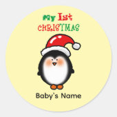 我が子の初めてのクリスマス かわいいペンギン ラウンドシール (正面)