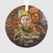 我が子の初めてのクリスマス サンタの小さな助手 写真入り オーナメント (裏面)