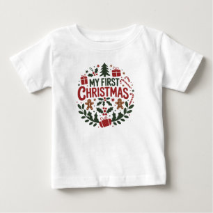 我が子の初めてのクリスマス ファミリーマッチングベビー ベビーTシャツ