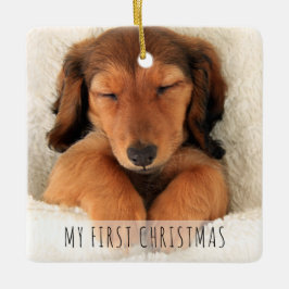 我が子の初めてのクリスマス 子犬 フルブリード 写真 セラミックオーナメント
