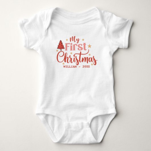 我が子の初めてのクリスマス 1歳のクリスマス 名入れ ベビーボディスーツ (正面)