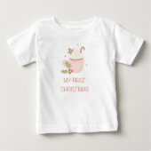 我が子の初めてのクリスマスTシャツ 女の子用ベビー服 ベビーTシャツ (正面)