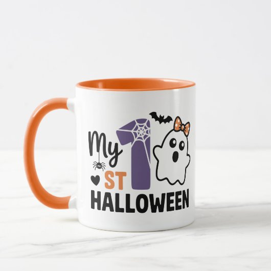我が子の初めてのハロウィン かわいい女の子 おばけ 赤ちゃん マグカップ (左)
