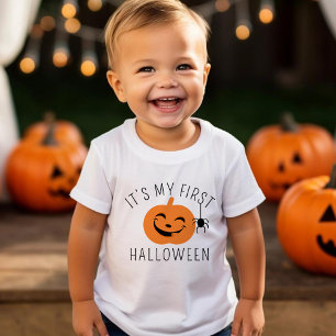 我が子の初めてのハロウィン スパイダー パンプキン ベビーボーイ ベビーTシャツ