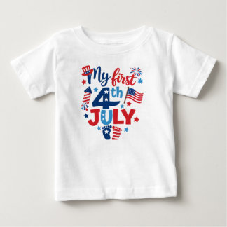我が子の初めての独立記念日 | かわいい愛国心 ベビーTシャツ