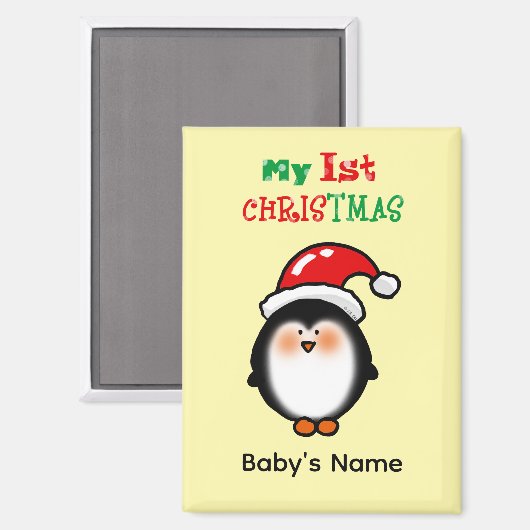 我が子の初クリスマス かわいいペンギン マグネット (正面/裏面)