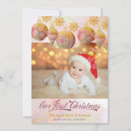 我が子の初クリスマス 3枚の写真入りホリデーオーナメント 誕生日 案内状